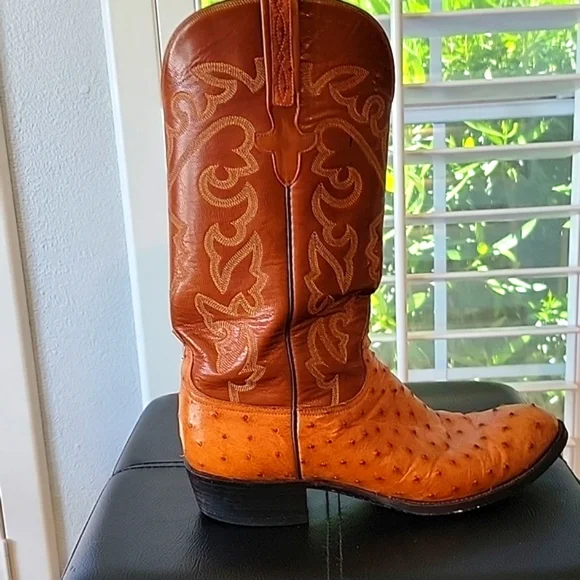 Lucchese Mens Brown Full Quill Ostrich Leather Sz 9 1/2 D - Picture 7 of 9